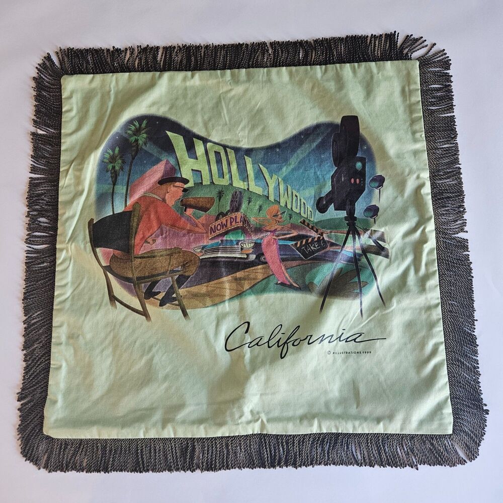 Hollywood Boulion Fringe Retro 1999 Decorative Pillow Sham 18x18 Avo Green